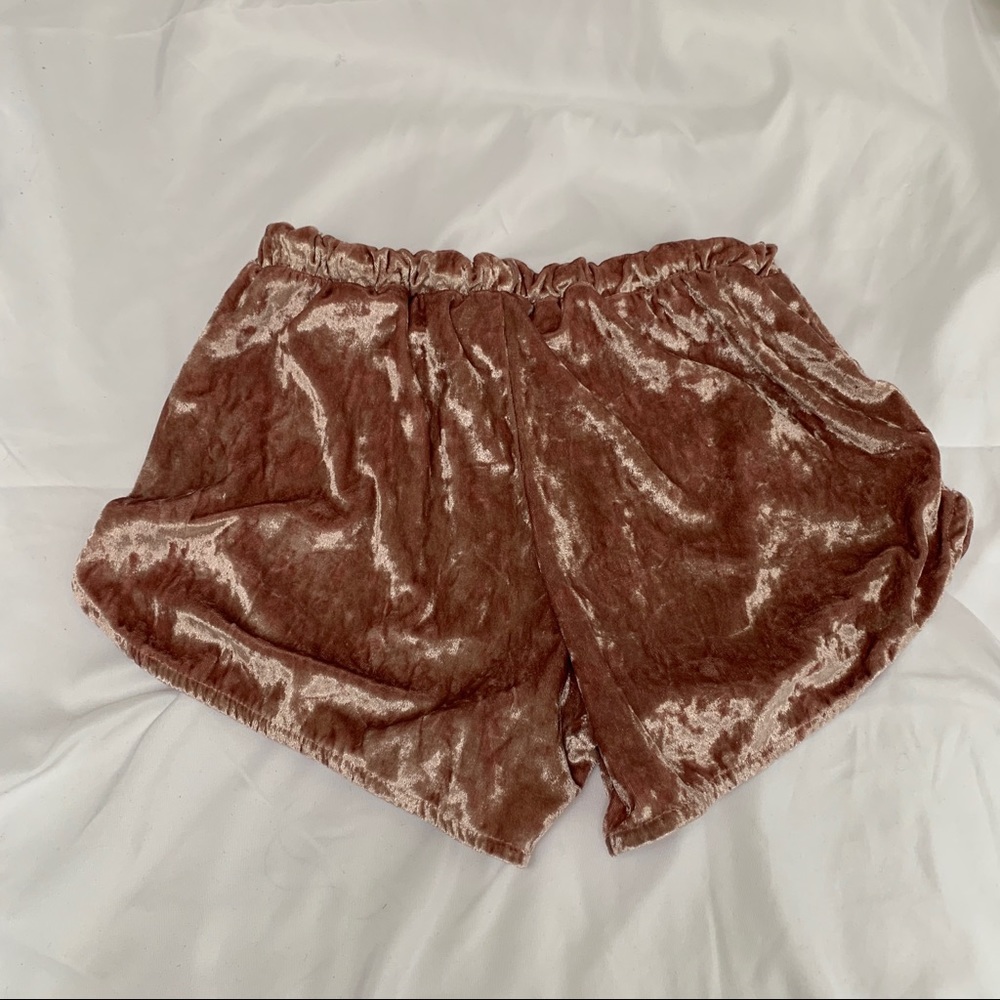 Pink velour shorts